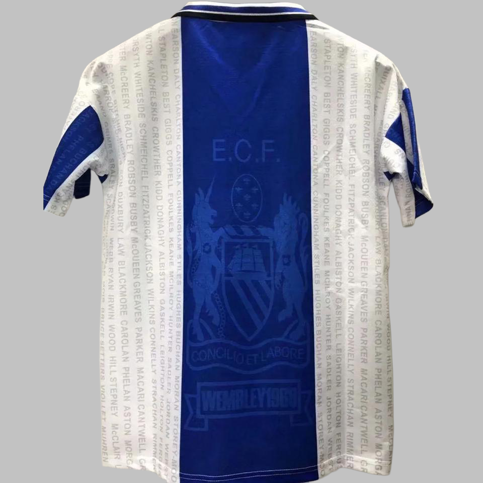 UMBRO Manchester United 95/96 Auswärtstrikot Blau-Weiß Retro