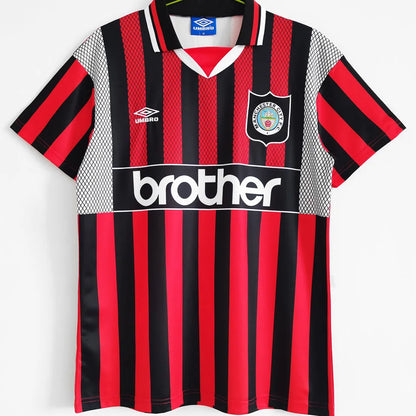 UMBRO Manchester City 95/96 Auswärtstrikot Rot-Schwarz Retro