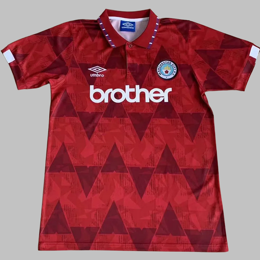 UMBRO Manchester City 91/92 Auswärtstrikot Rot Retro