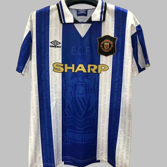 UMBRO Manchester United 95/96 Auswärtstrikot Blau-Weiß Retro